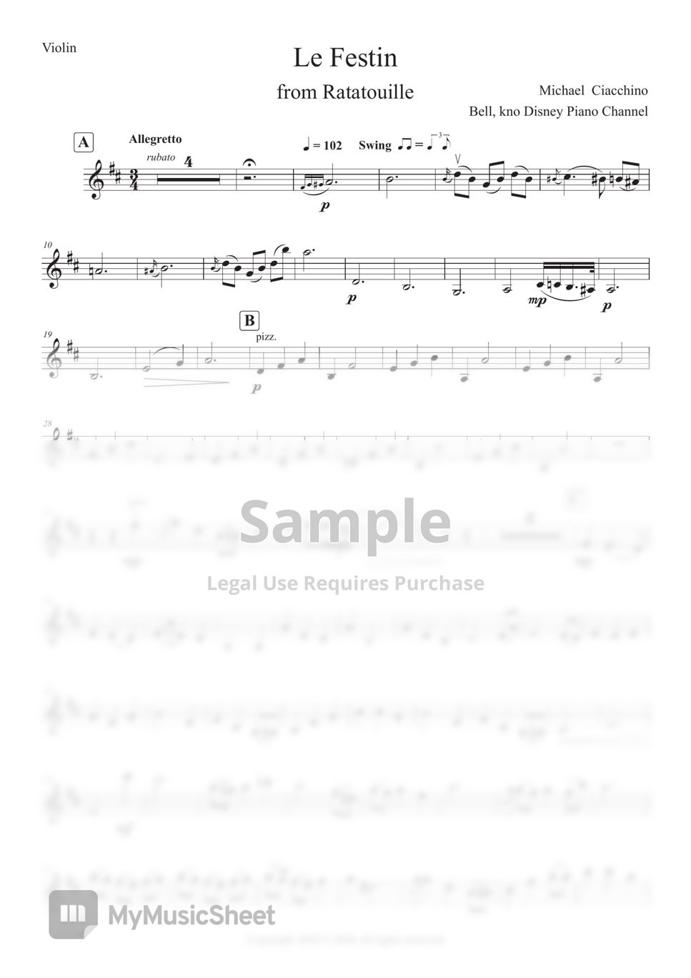 Ratatouille OST - Le Festin (Violin, Piano) by Bell