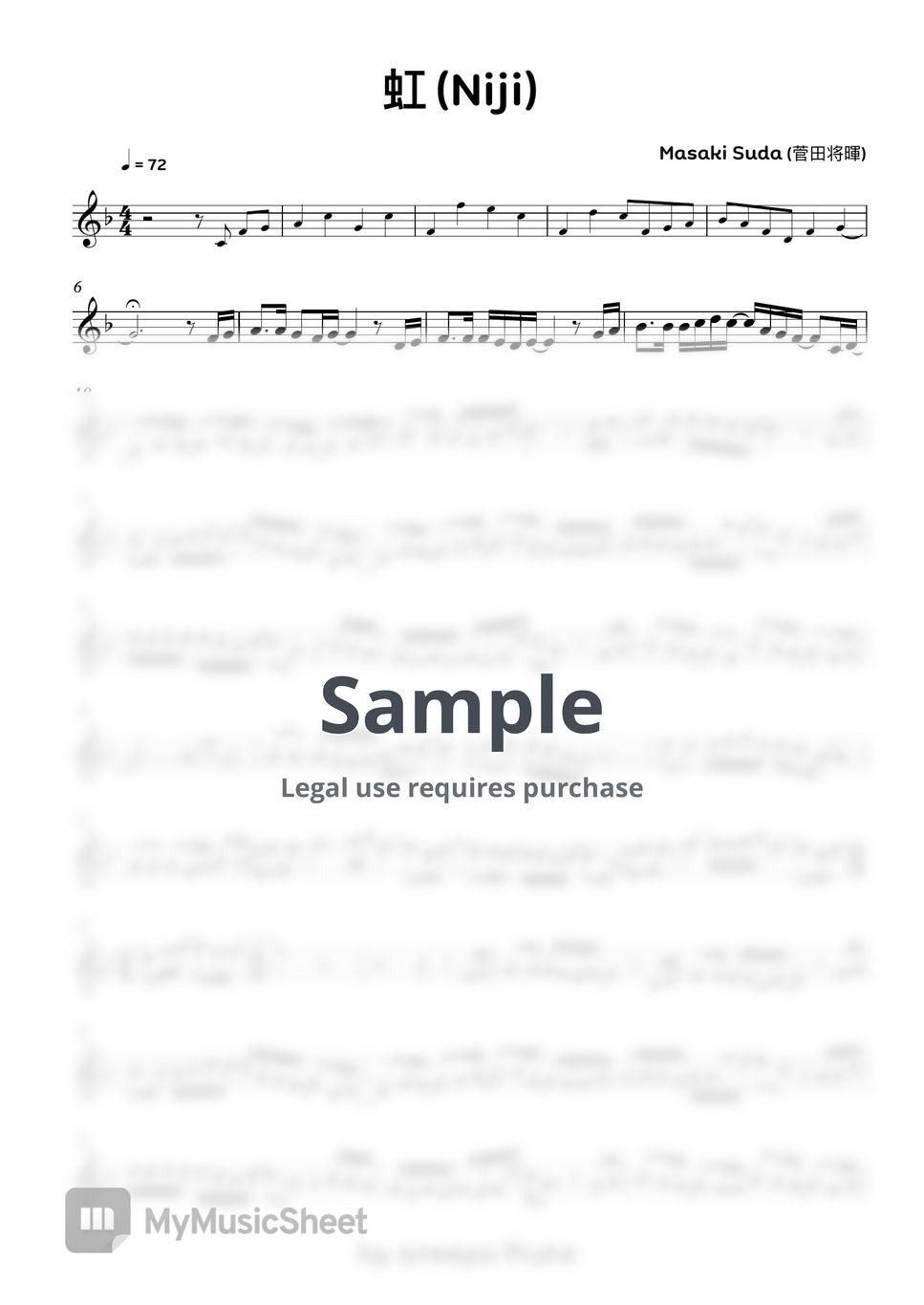 Stand by Me 2 (Doraemon OST) 虹 (Niji) 악보 by areeya flute