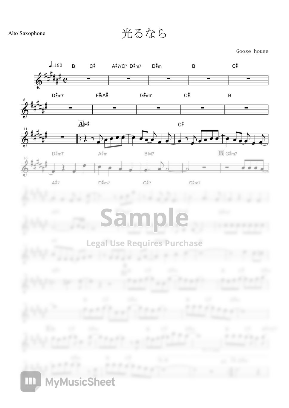 Hikaru Nara Sheet music for Saxophone alto (Solo)