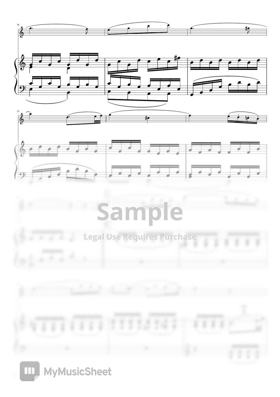 L.v.Beethoven - "Piano Sonata No. 8" 2nd Movement (Cdur/Piano & flute) by pfkaori
