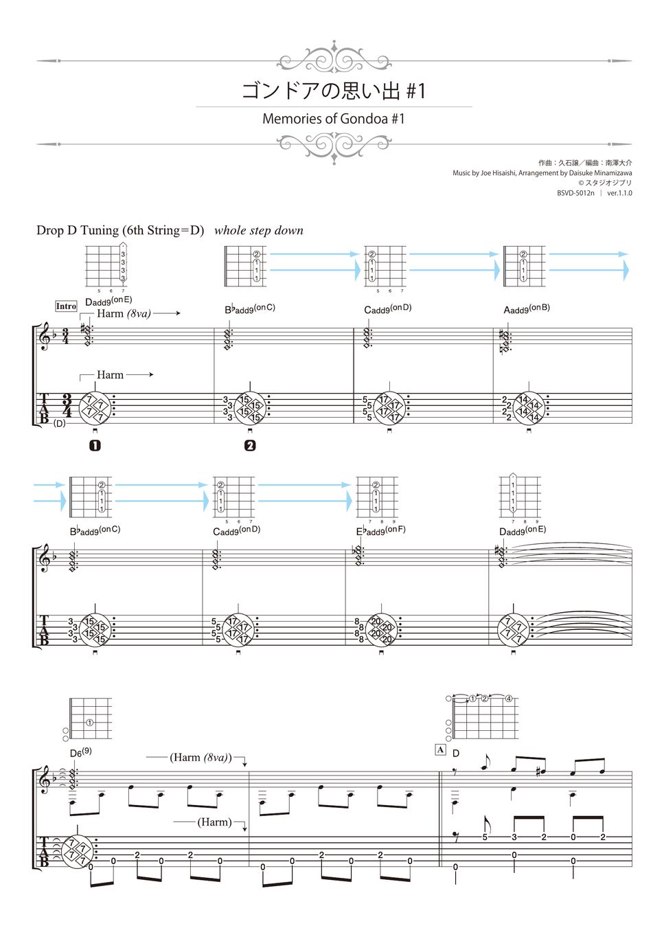 from “Laputa : Castle in the Sky" - BGM #1 set (Solo Guitar) by Daisuke Minamizawa