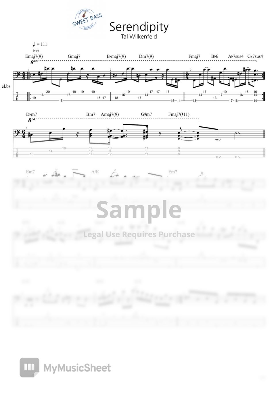 Tal Wilkenfeld Serendipity (Bass) Sheets by Sweet Bass