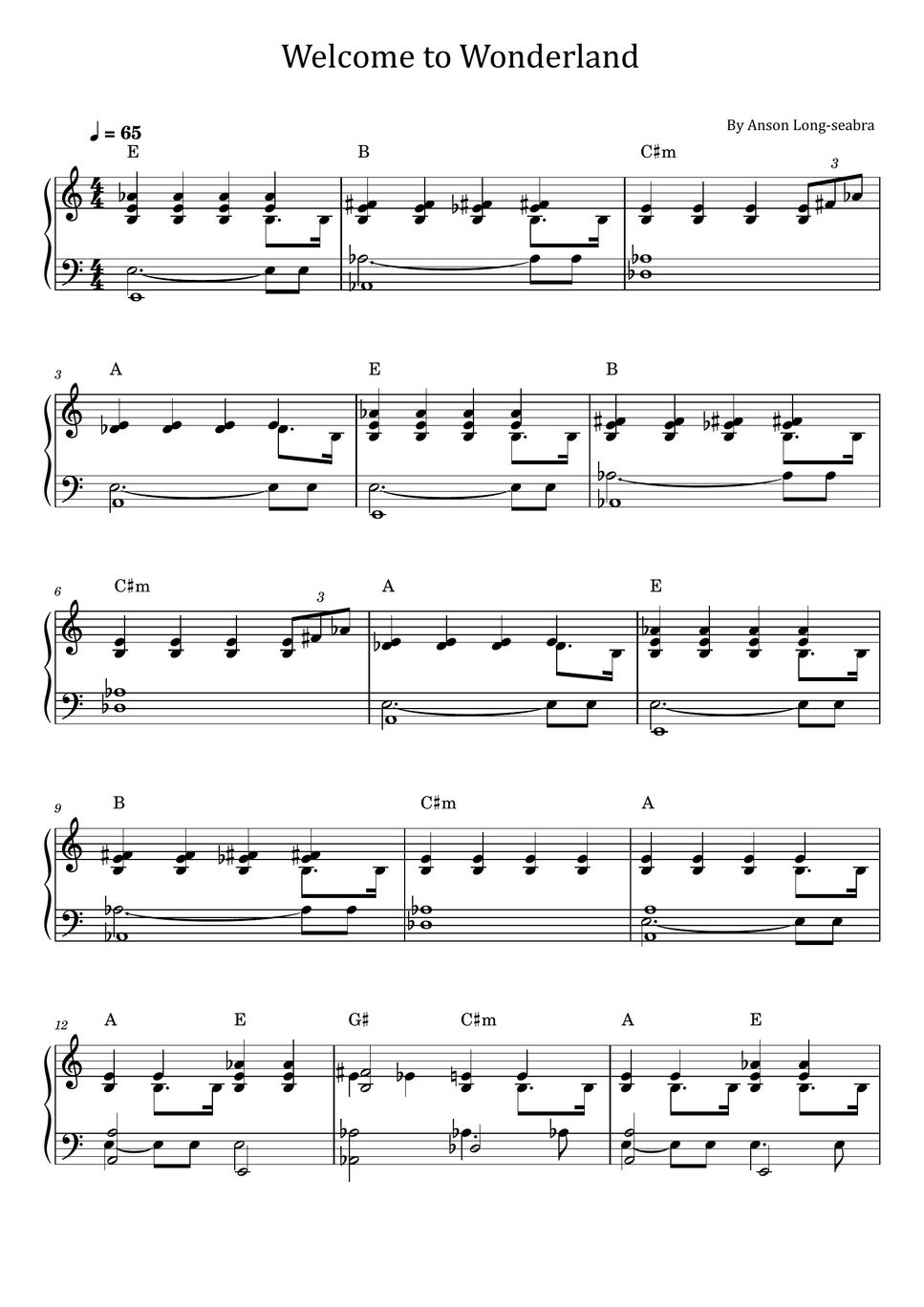 Anson Long seabra Welcome To Wonderland For Piano Accompaniment 