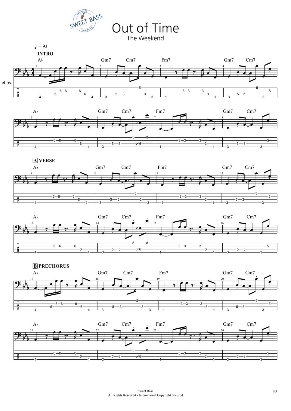 The weekend out of time bass tab by sweet bass