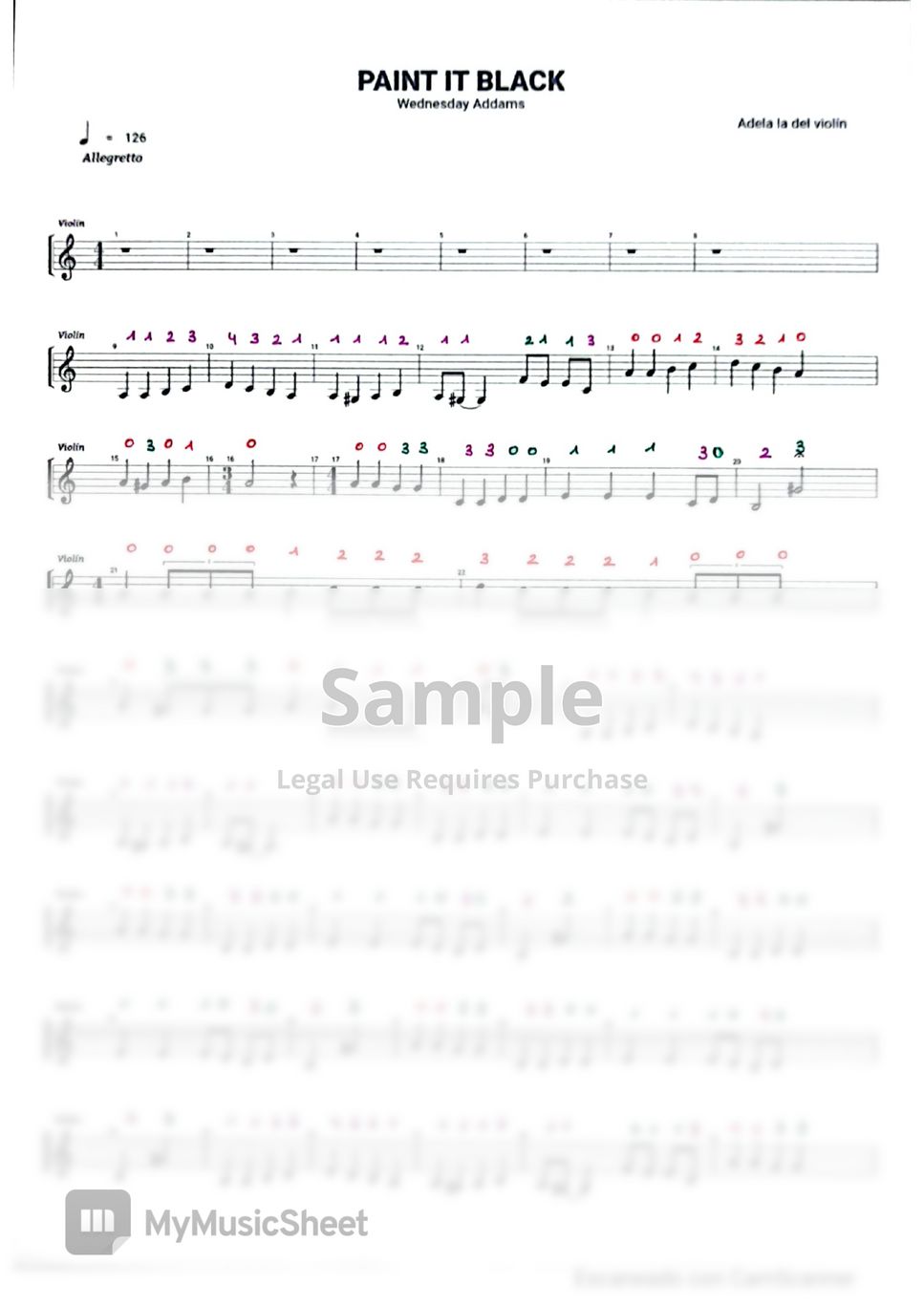 wednesday Paint it black Partition musicale by Adela la del violin