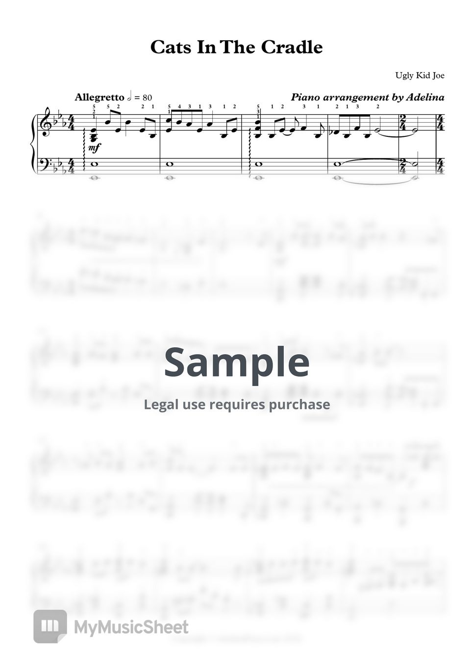 Ugly Kid Joe Cats In The Cradle 악보 by Adelina Piano