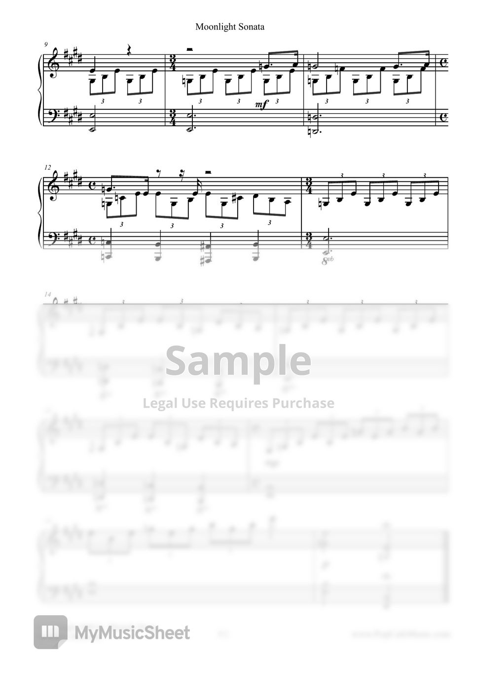 Beethoven - Moonlight Sonata - Easy Piano Sheet by Miranda Wong