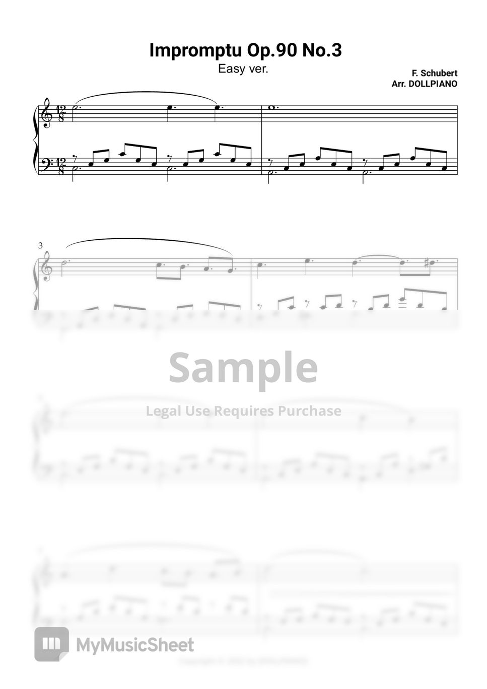 F. Schubert - impromptu Op.90 No.3 (Easy ver. (C key)) by DOLLPIANO