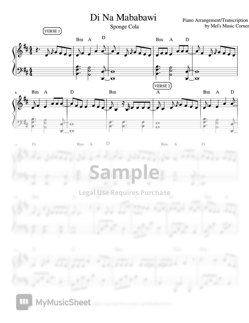 Sponge Cola - Di Na Mababawi (piano sheet music) by Mel's Music Corner