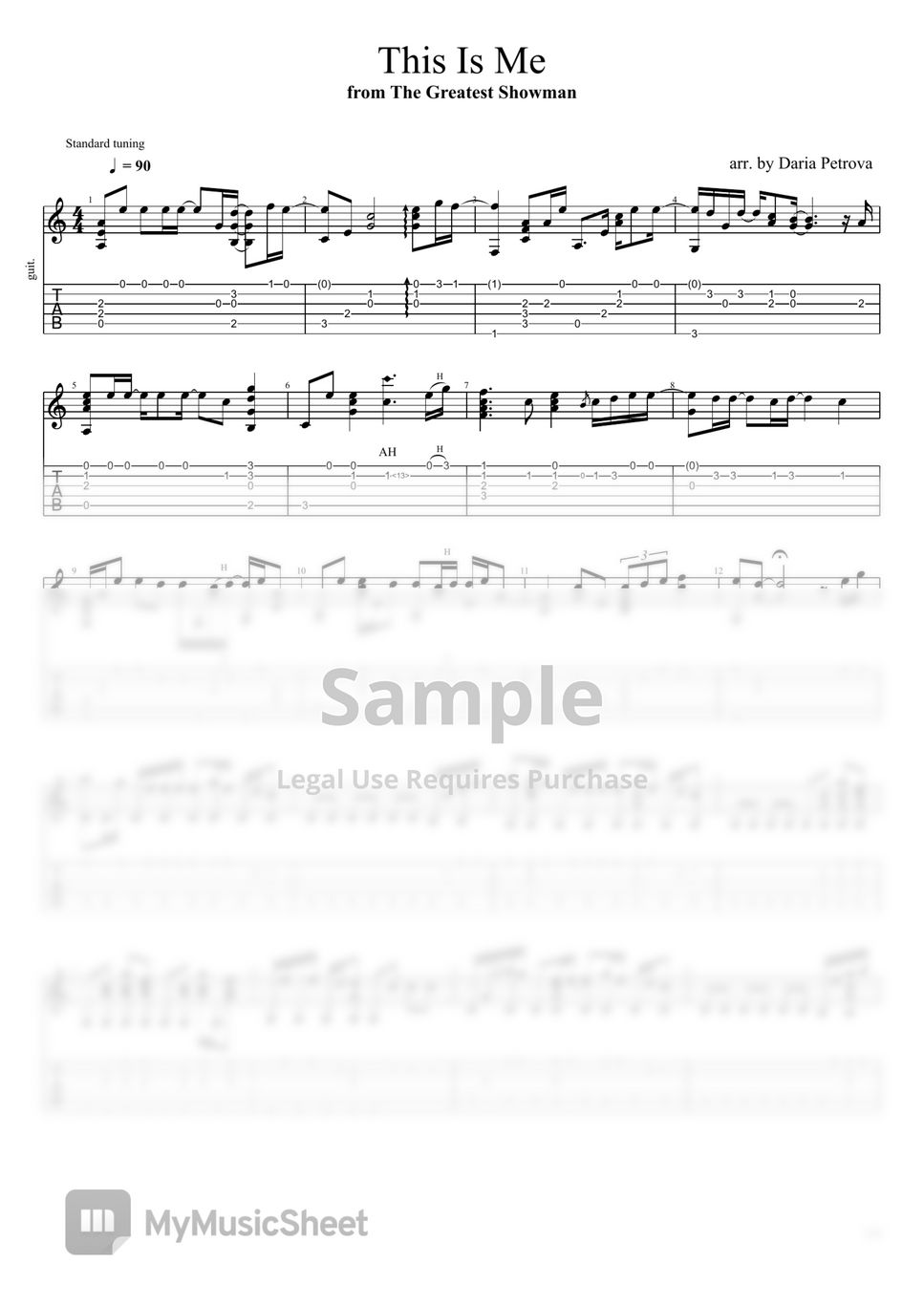 The Greatest Showman This Is Me (Fingerstyle Guitar Arrangement