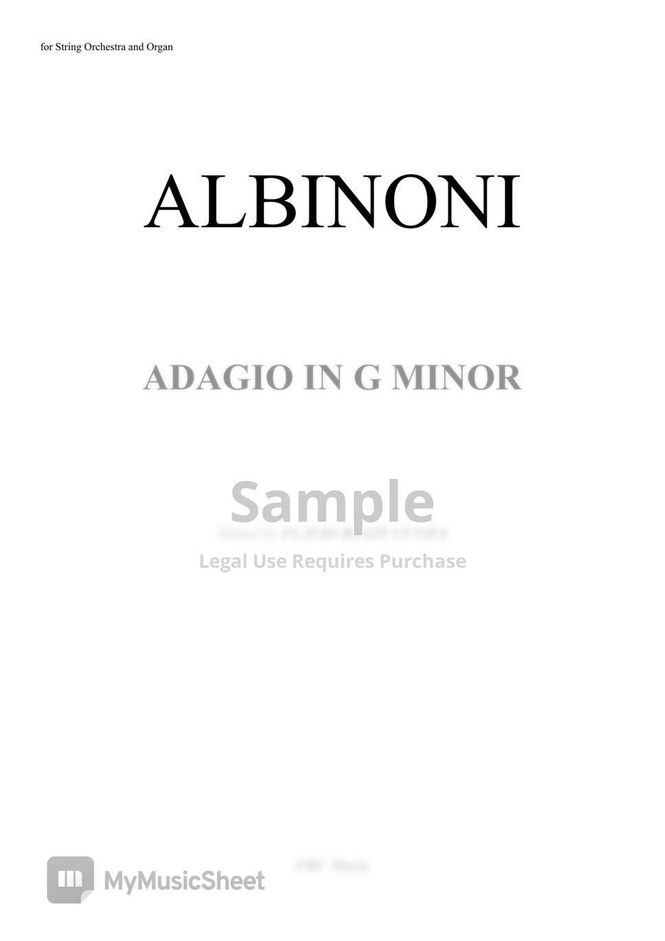 Albinoni | Giazotto - Adagio in G minor (Score and Parts) by Flavio Regis Cunha