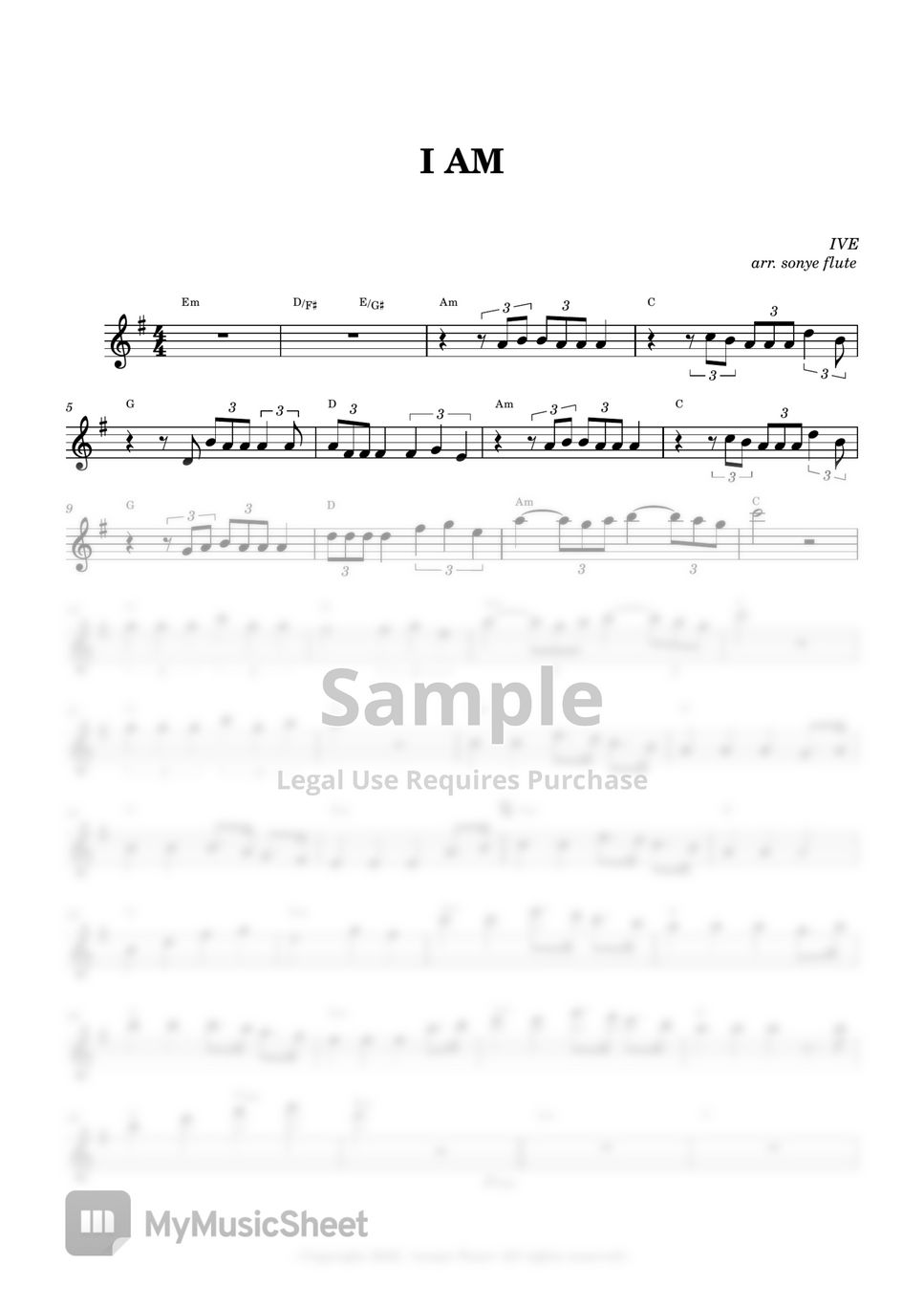 IVE 아이브 - I AM (Flute Sheet Music) by sonye flute