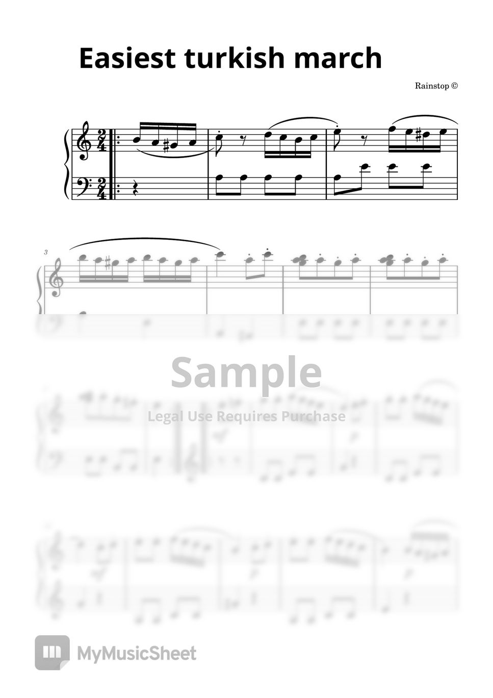 Mozart easiest turkish march sheets by rainstop