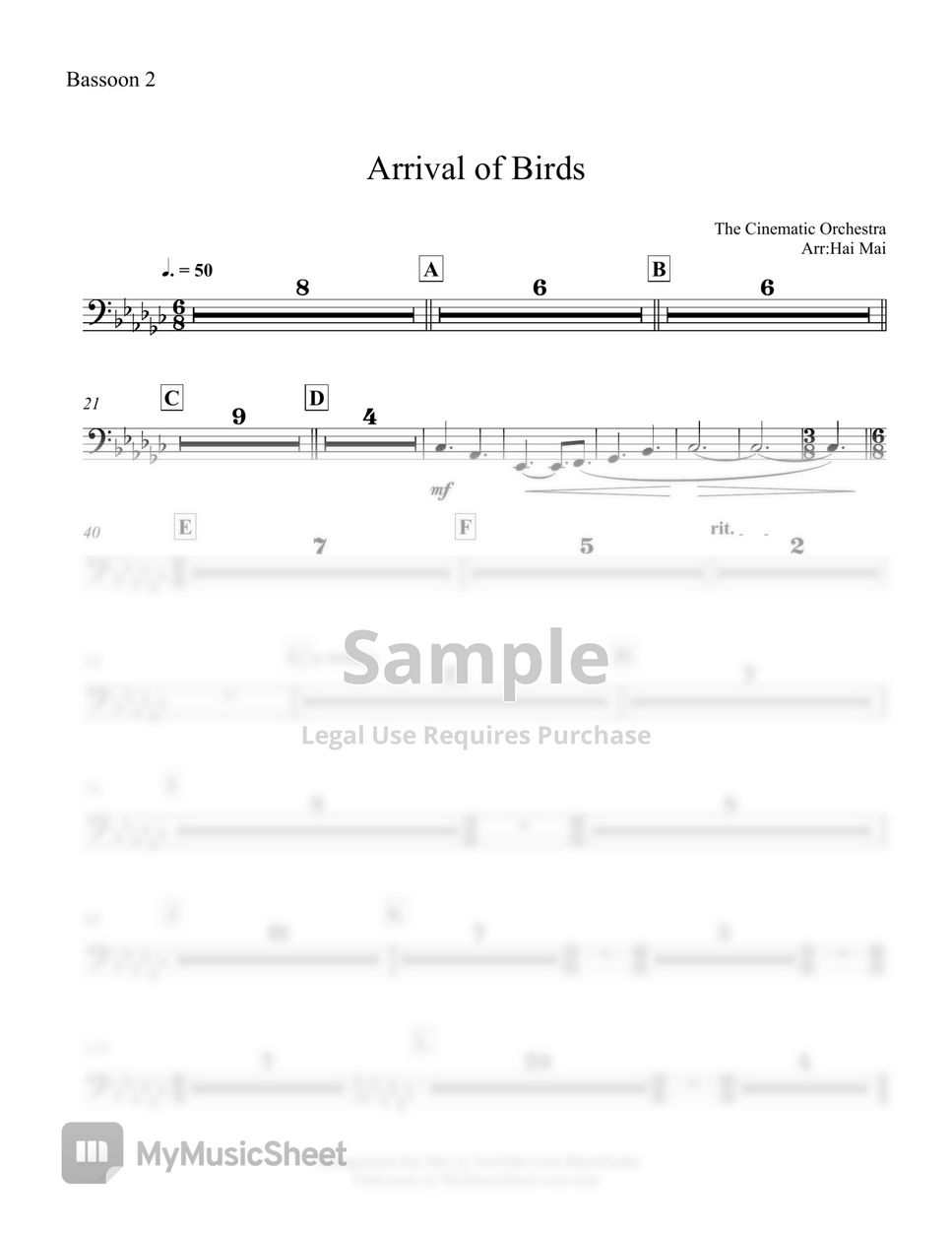 The Cinematic Orchestra - Arrival of Birds for Orchestra - Set of Part by Hai Mai