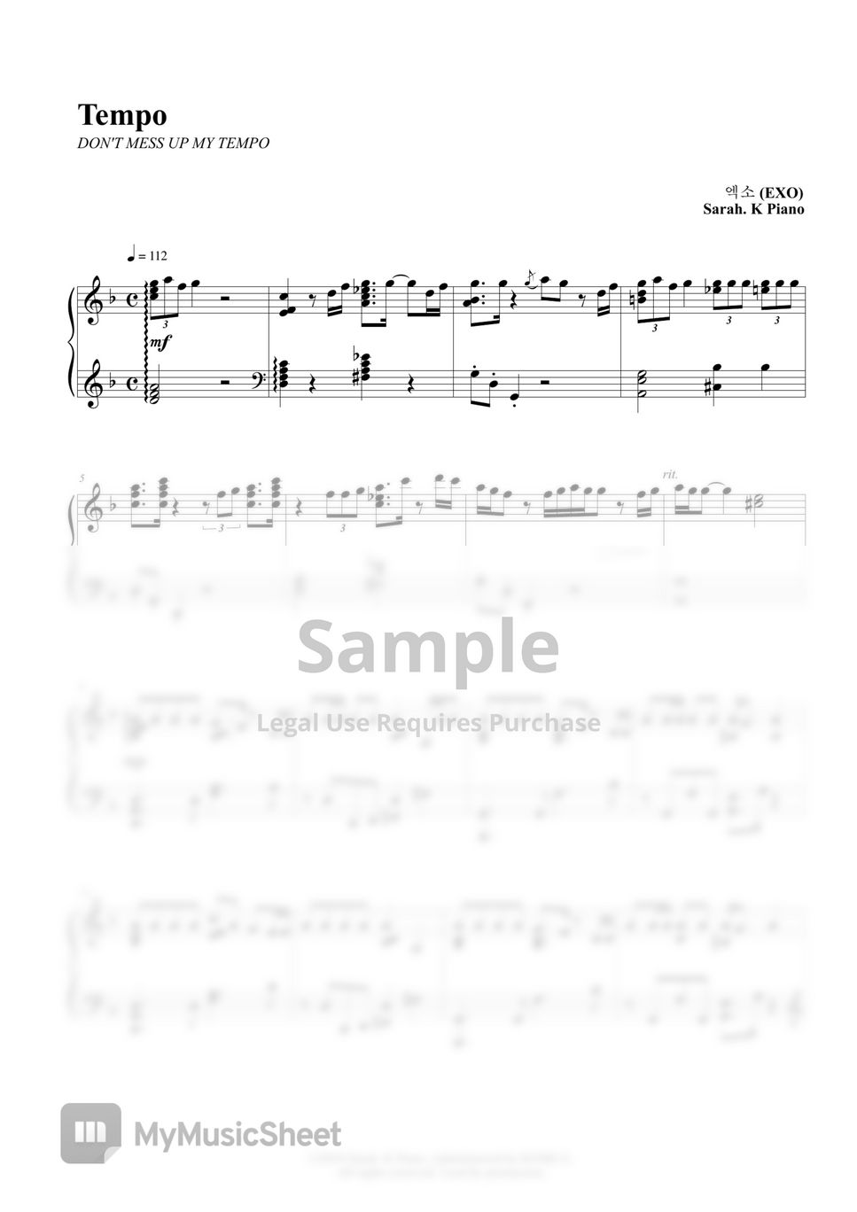 엑소 (EXO) - Tempo by Sarah.K Piano