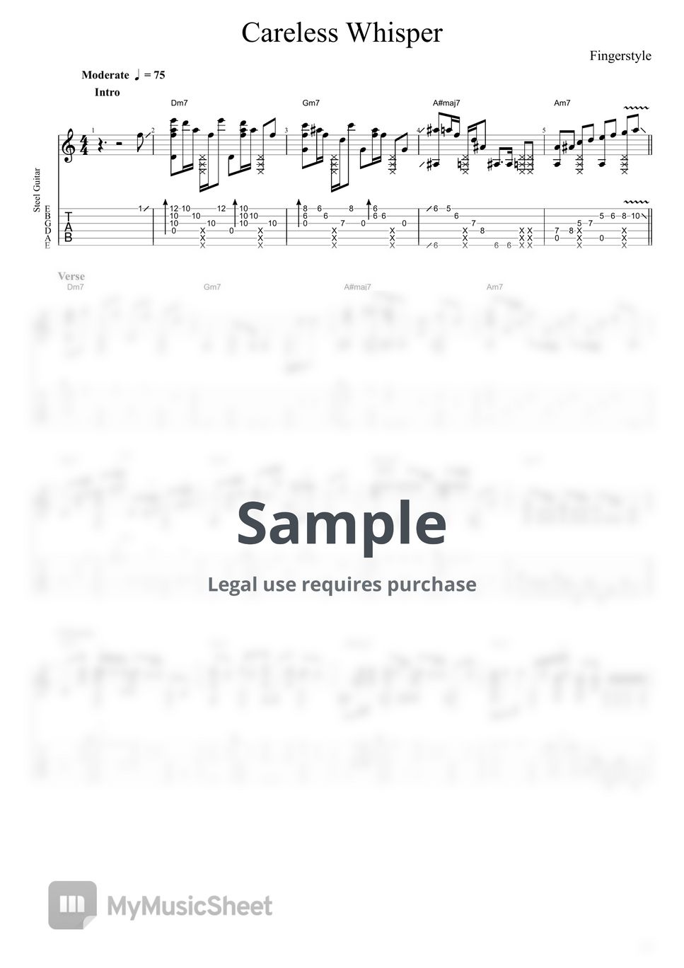 Michael Careless Whisper (Acoustic Fingerstyle Guitar) Tab
