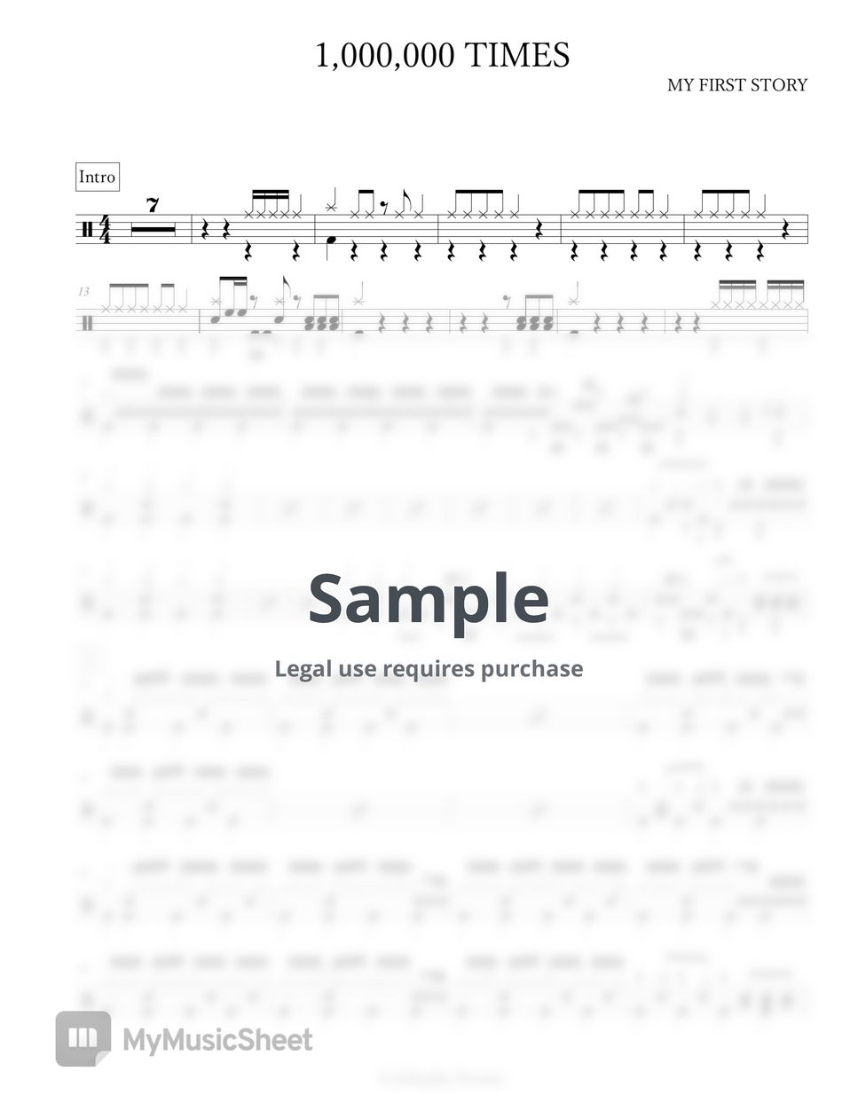 MY FIRST STORY - 1,000,000 TIMES Sheets by Arkadia Drums