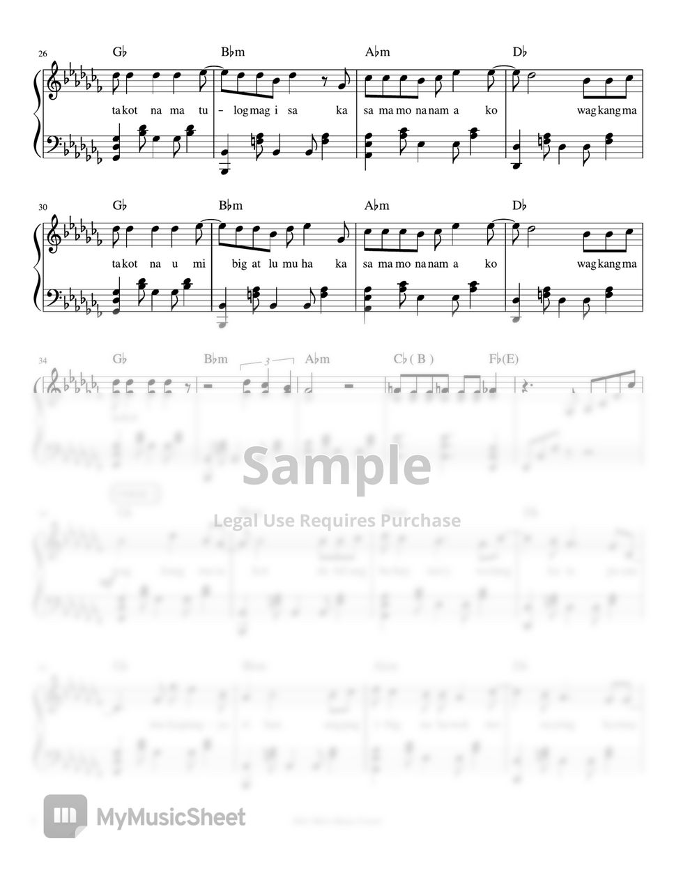 Eraserheads - Huwag Kang Matakot (piano sheet music) by Mel's Music Corner