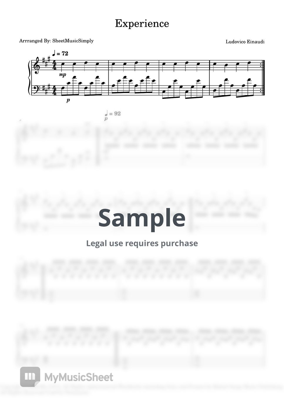 Ludovico Einaudi Experience Sheets By Sheetmusicsimply