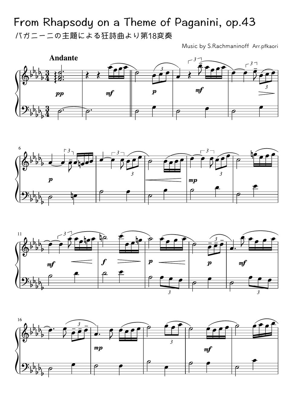 パガニーニの主題による変奏曲 楽譜 - 楽器/器材