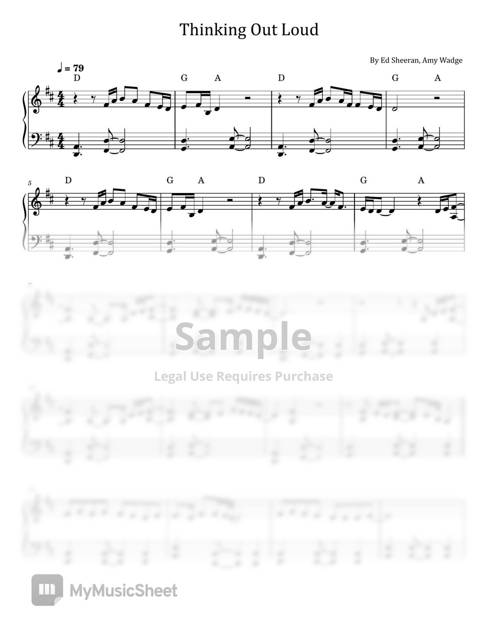 Thinking Out Loud (Ed Sheeran) - Piano Sheet Music (PDF)