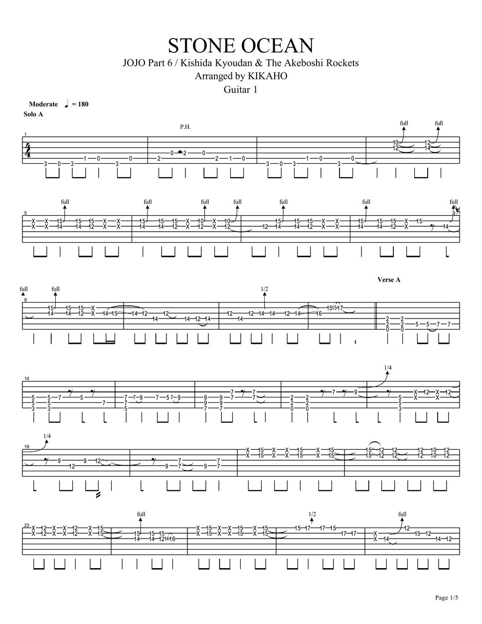 JoJo's Bizarre Adventure Part 6 Stone Ocean STONE OCEAN Sheet by KIKAHO