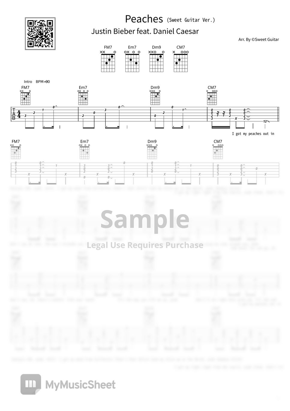 Justin Bieber feat. Daniel Caesar & Giveon Peaches (EASY Chord