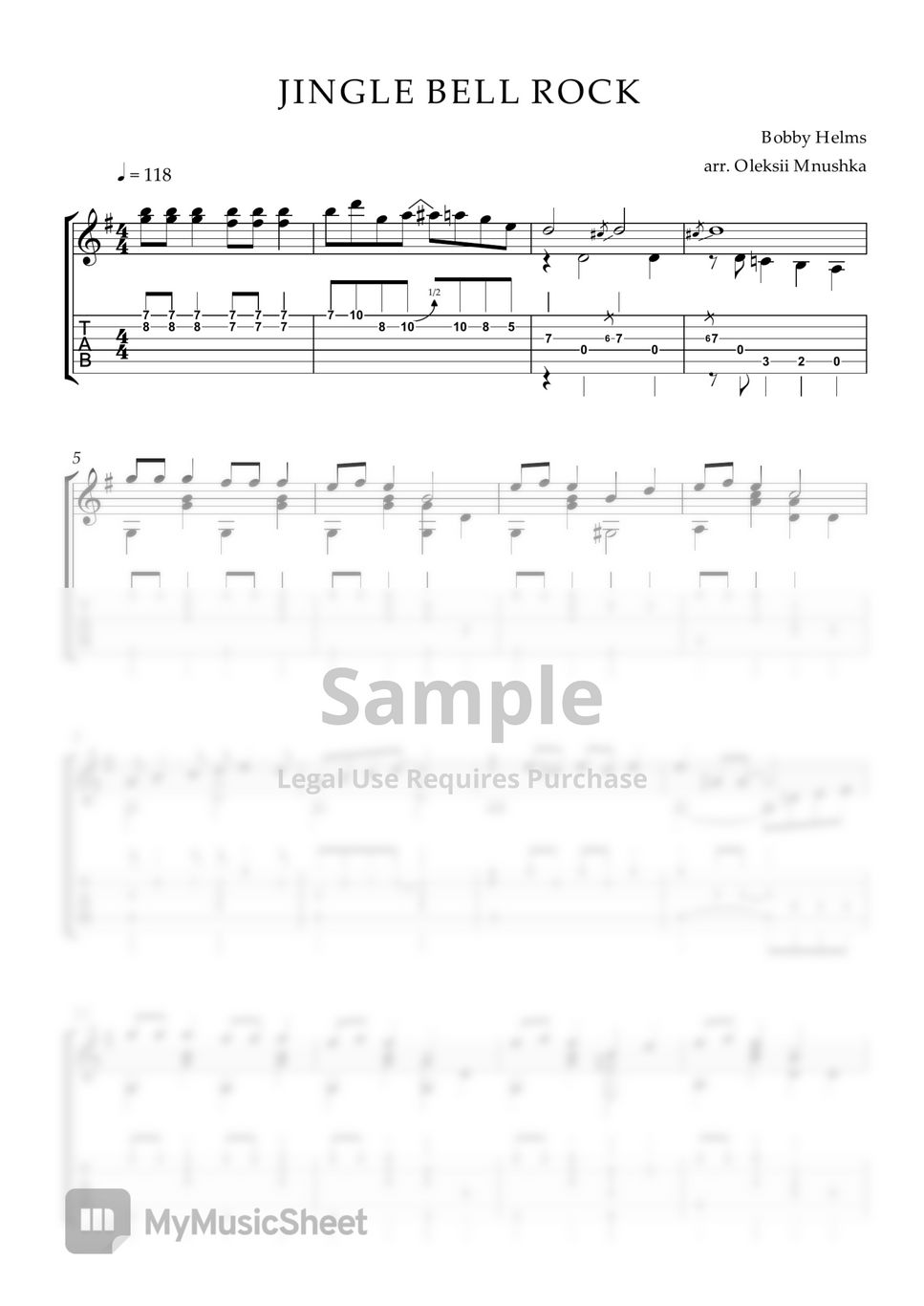 Bobby Helms JINGLE BELL ROCK Tab + 1staff by Oleksii Mnushka