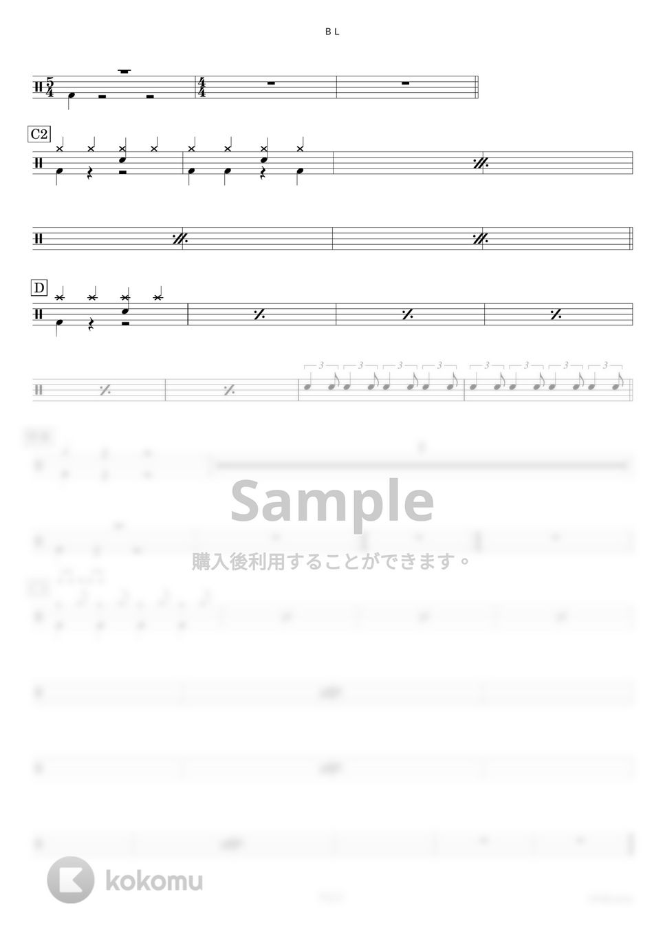 女王蜂 - ＢＬ 【ドラム楽譜〔初心者向け〕】.pdf by HYdrums