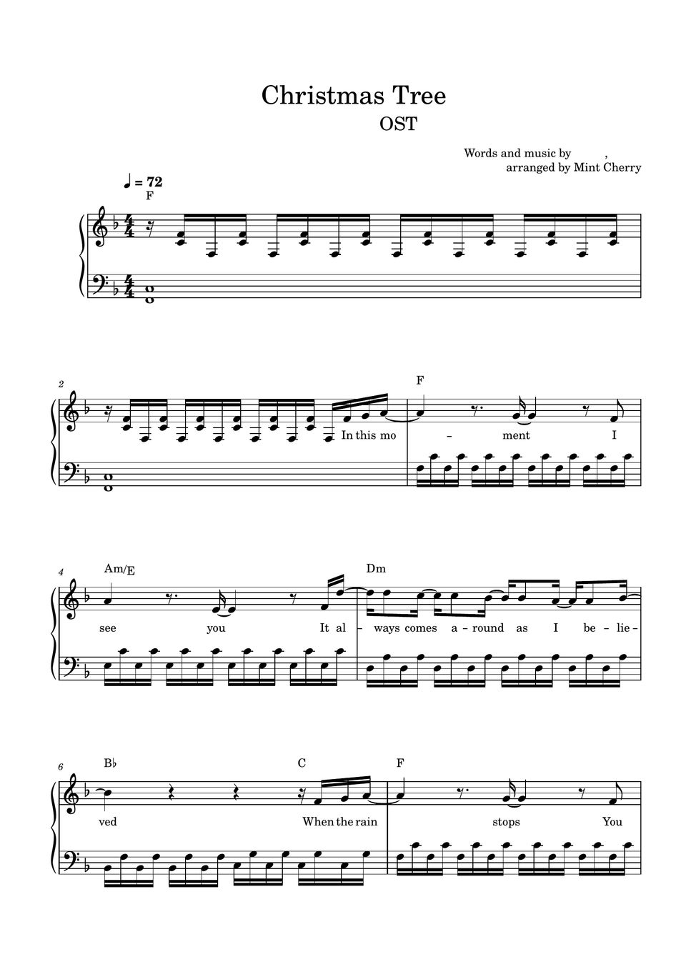 V (BTS) Christmas Tree (Our Beloved Summer OST) Sheet by Mint Cherry