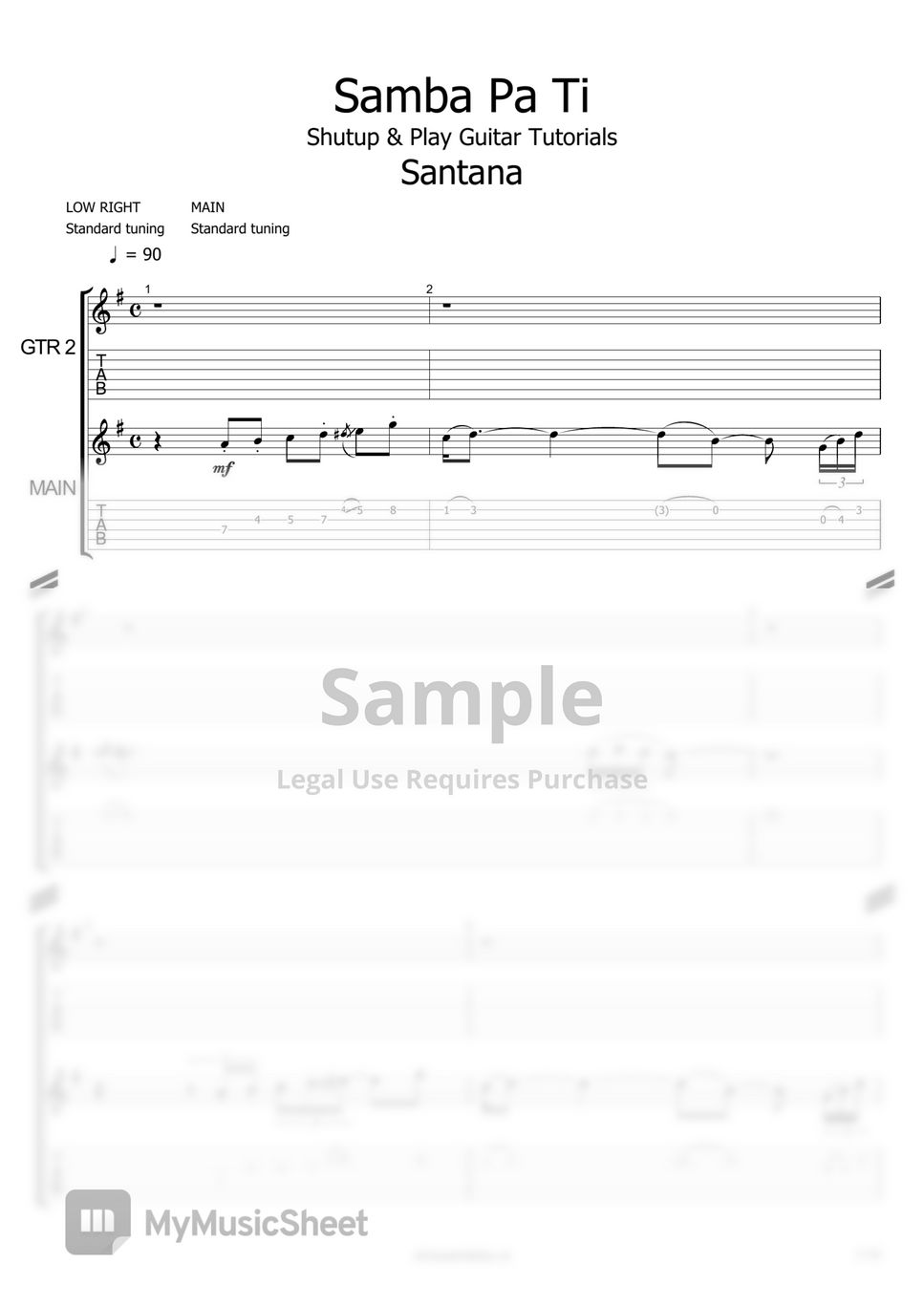 Santana samba pa ti by shutup play guitar tutorials