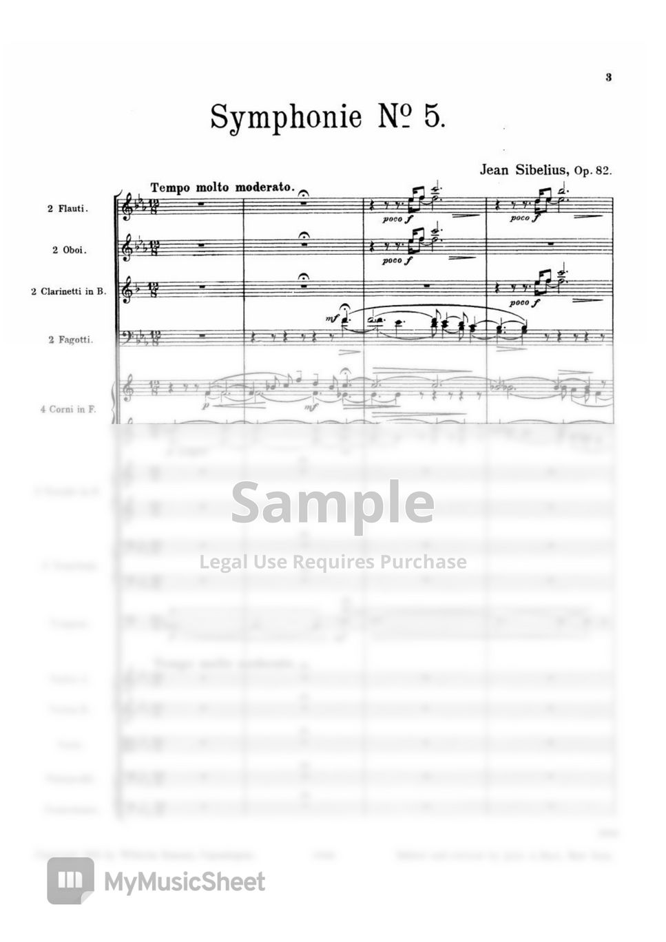 oboi J. Sibelius - Symphony No. 5 in E flat major 楽譜 by Original Score