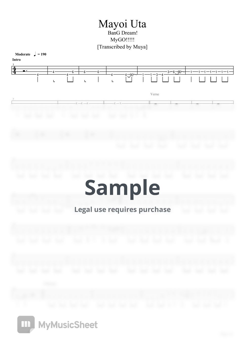 MyGO!!!!! - Mayoi Uta (Bass TAB) by Muya