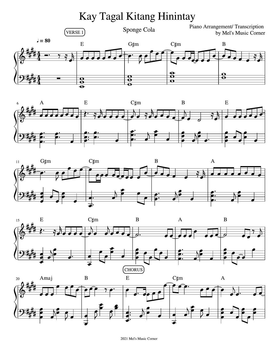 Sponge Cola - Kay Tagal Kitang Hinintay (piano sheet music) Sheets by ...