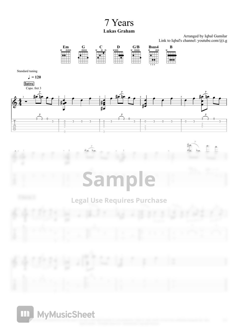 Lukas Graham - (Fingerstyle arrangement) Sheets Iqbal Gumilar