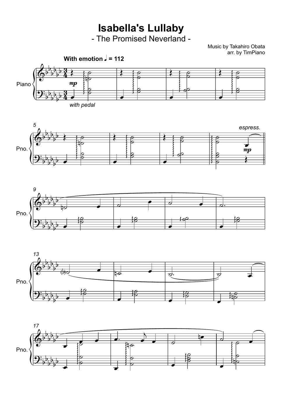 Takahiro Obata - Isabella’s <b>Lullaby</b> Partitura by TimPiano.