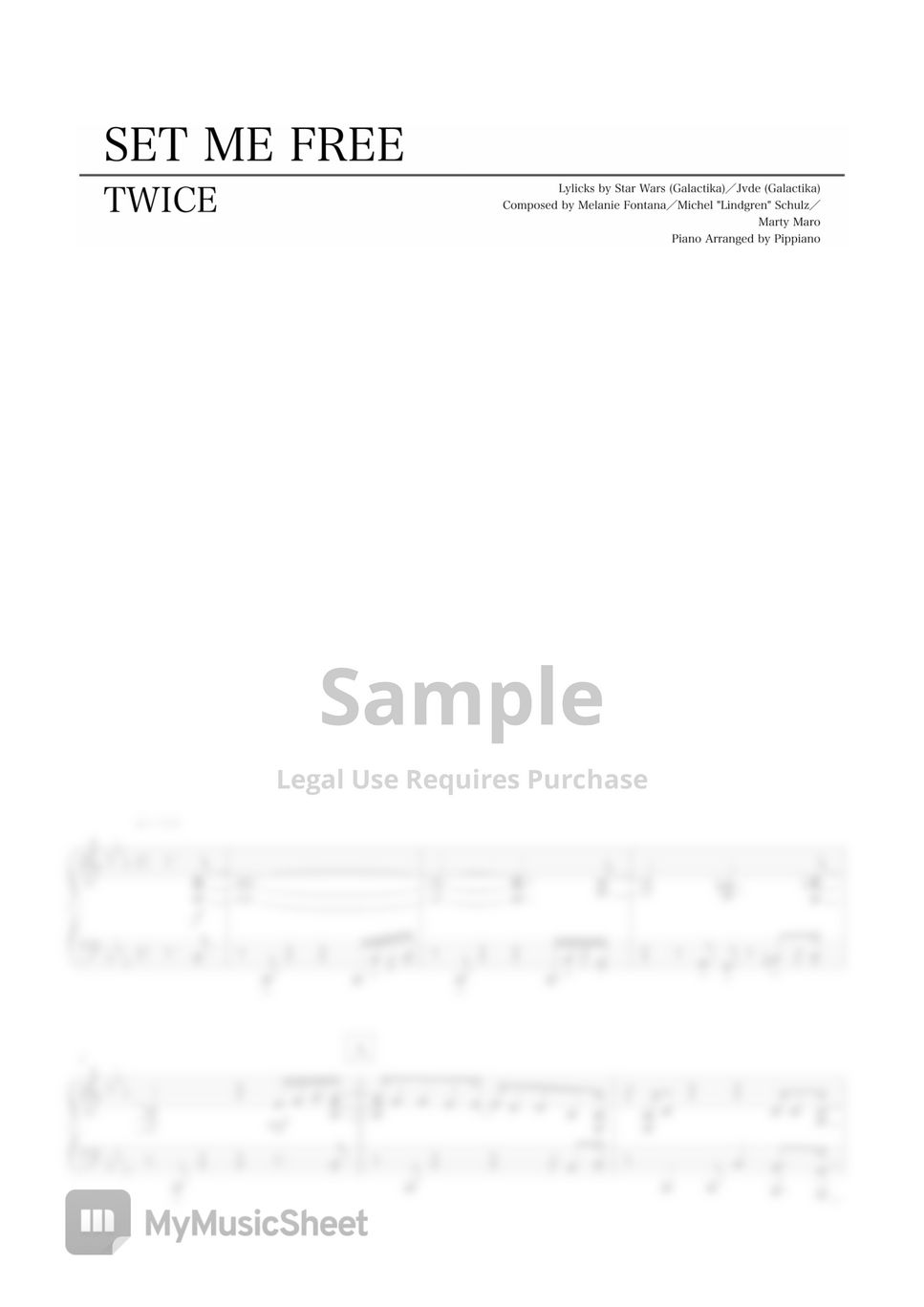 TWICE SET ME FREE Sheets by Pippiano