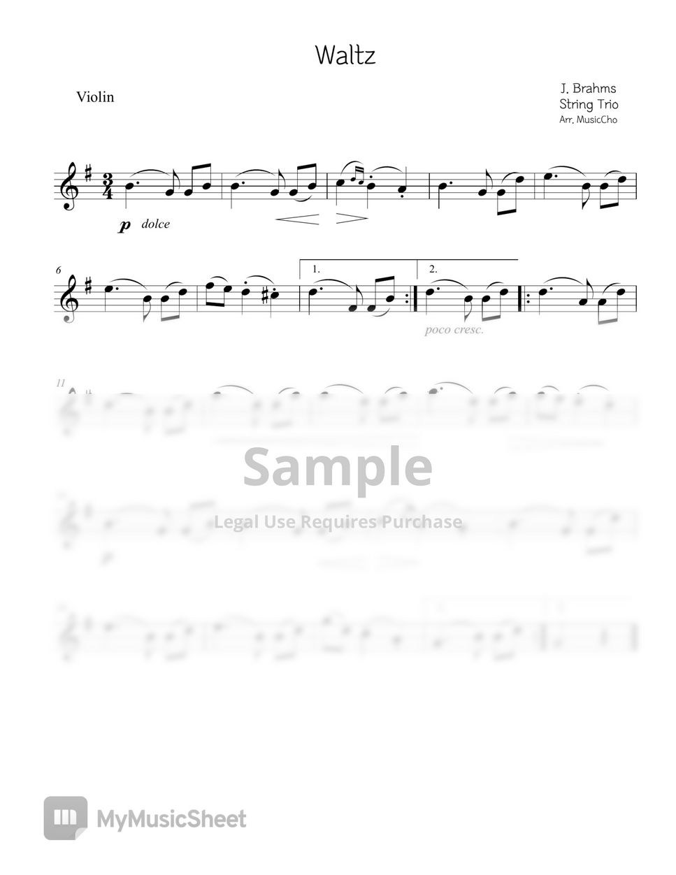 J. Brahms - Waltz(Wedding Music) (String Trio) by MusicCho