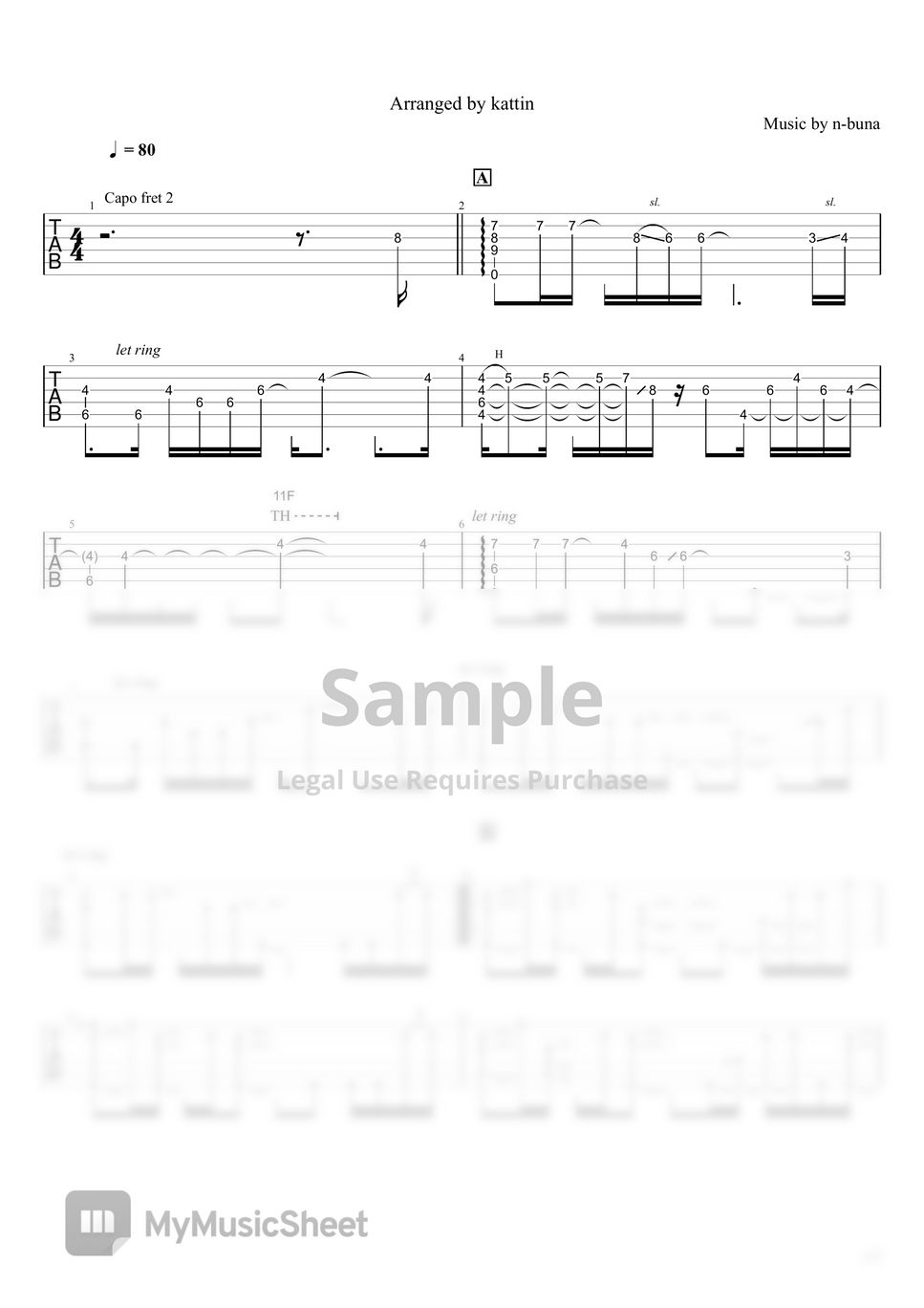 ヨルシカ ノーチラス (ソロギター、fingerstyle) Sheets by kattin025