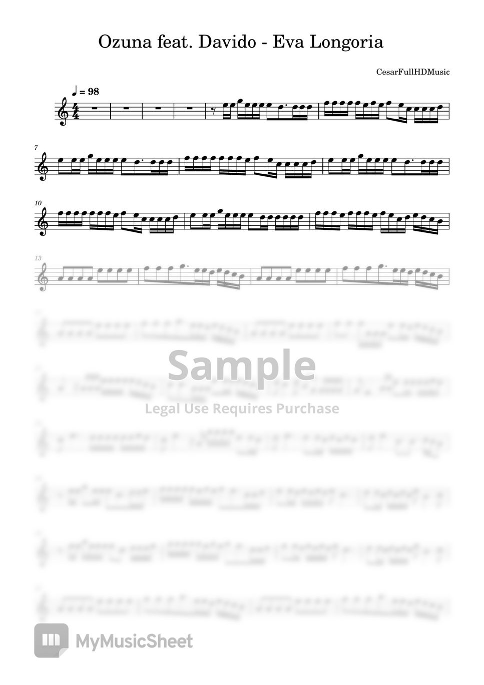 Ozuna feat. Davido Eva Longoria Sheets