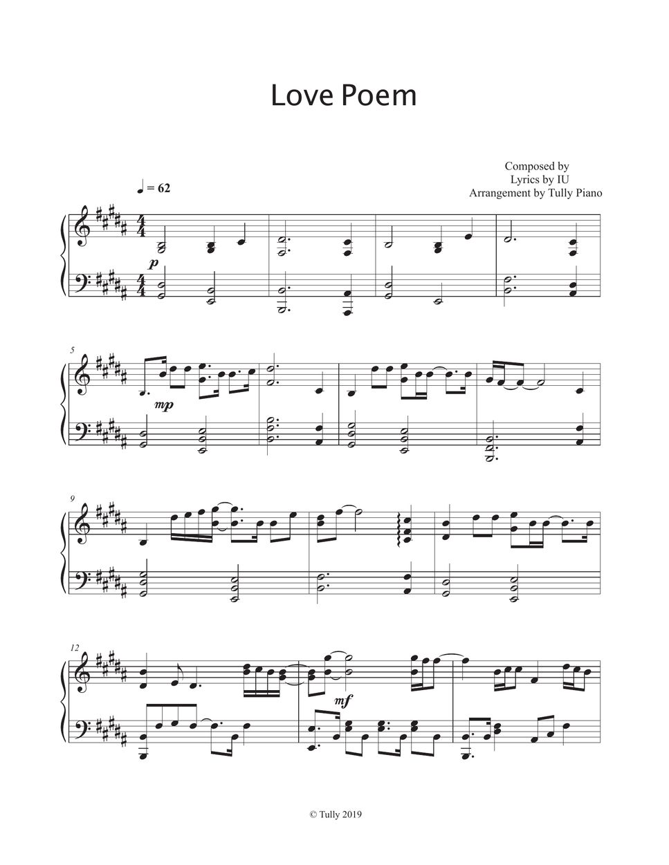 IU (아이유) - Love poem Sheets by Tully Piano