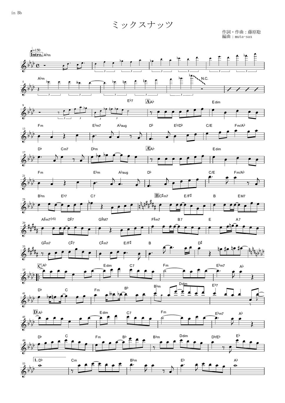 Official HIGE DANdism Mixed Nuts (Spy x Family / in Bb) Notenblatt by