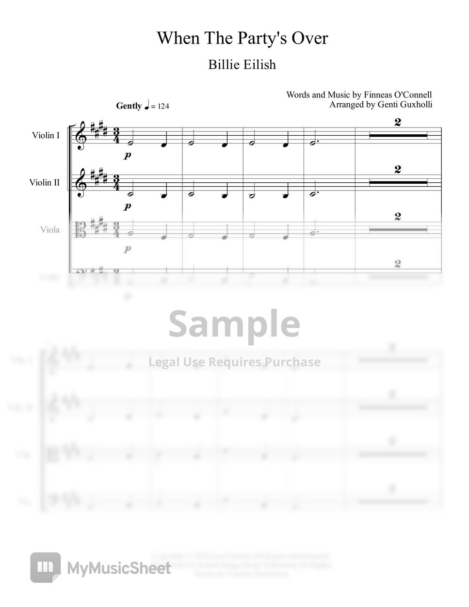 Billie Eilish - When The Party's Over (String Quartet) by Genti Guxholli