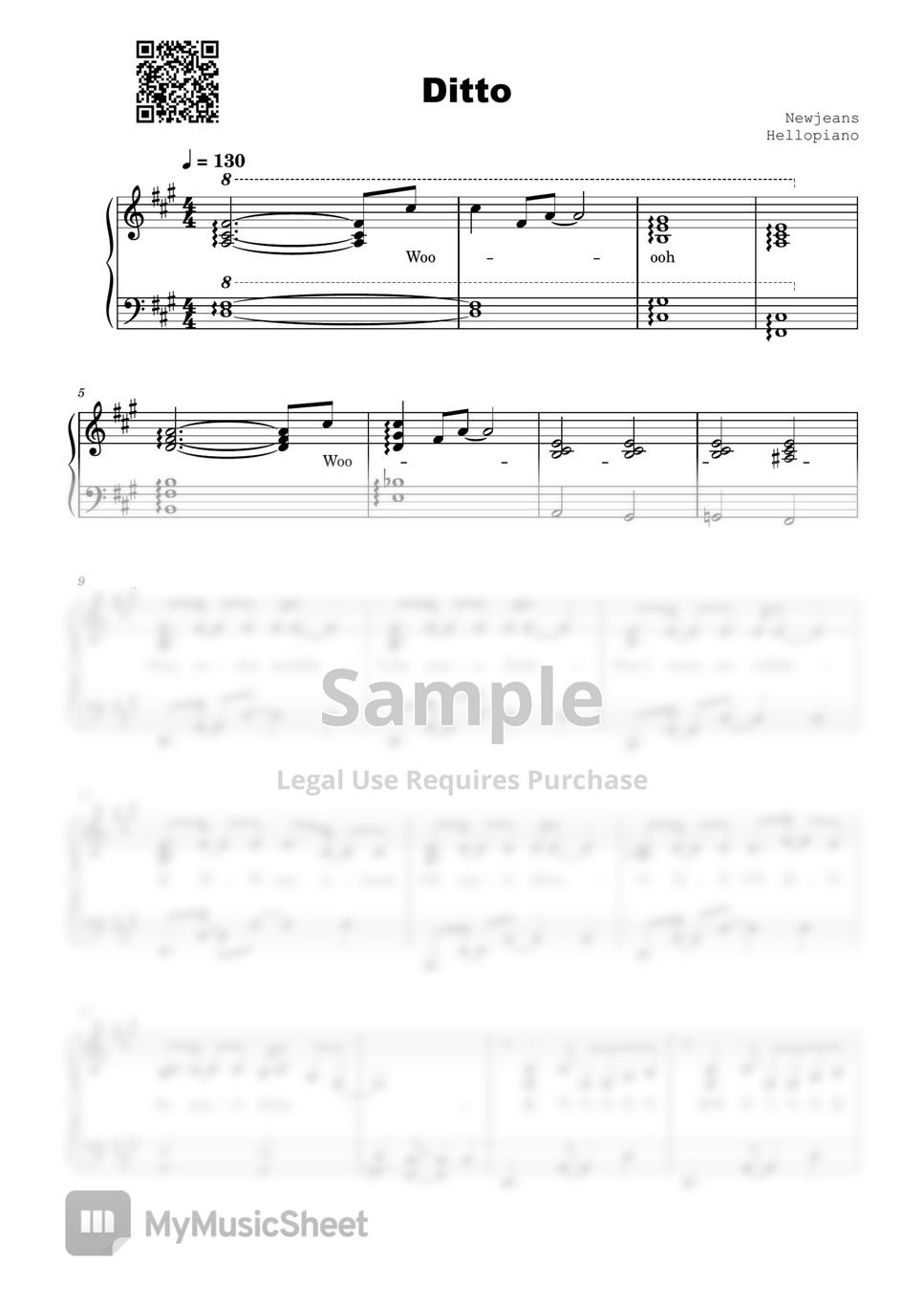 Ditto – NewJeans Sheet music for Piano (Solo)