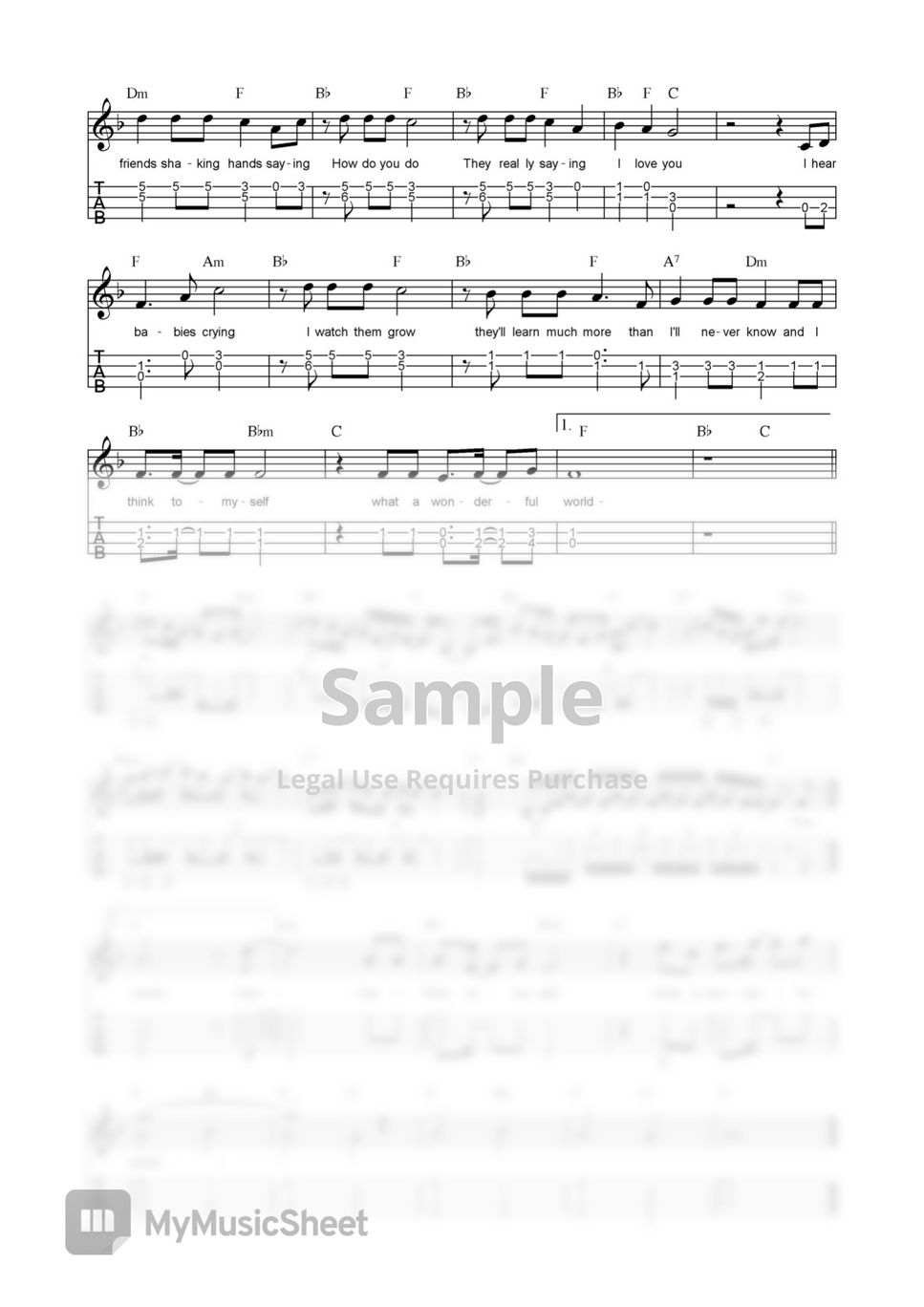 Playing For Change What A Wonderful World (합주곡) 악보 by 싱글벙글 우쿨렐레