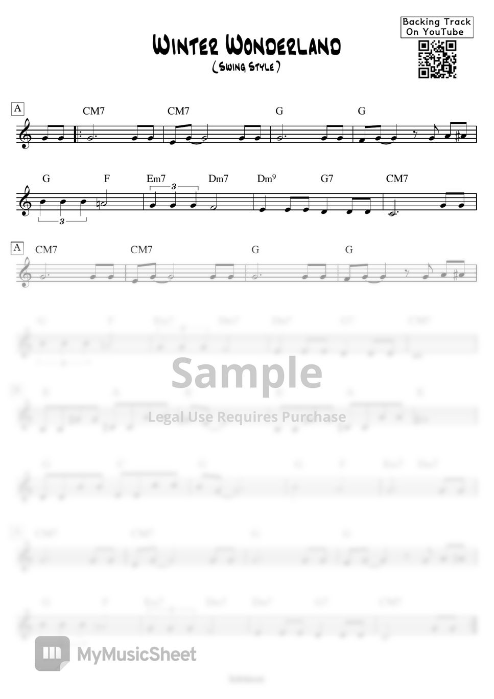 Carol Winter Wonderland Jazz Backing Track (Swing Style) Sheets by