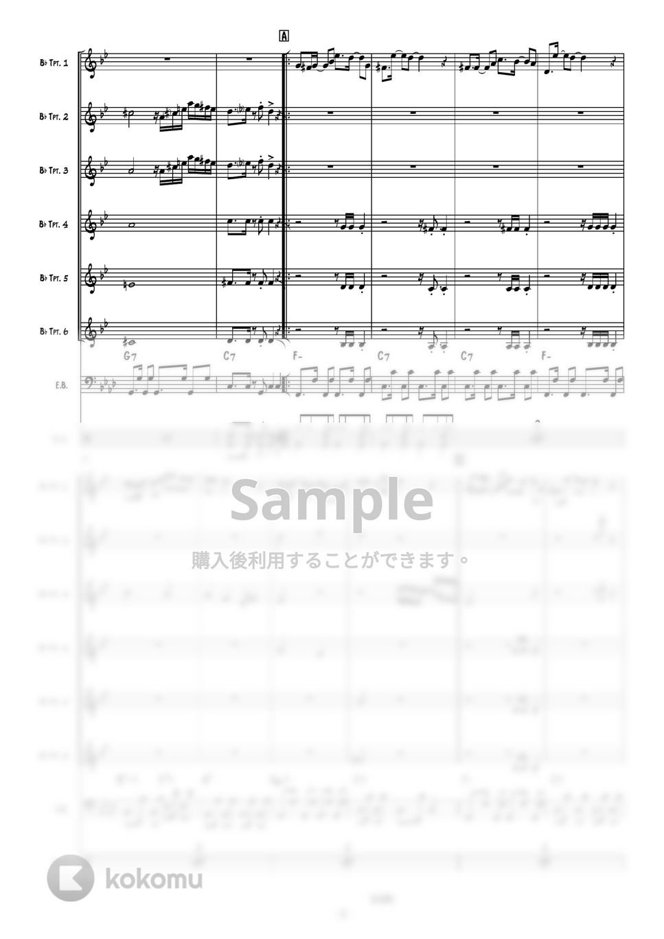 南佳孝 - モンロー・ウォーク (トランペット6重奏+Bass+Drums) by 高田将利