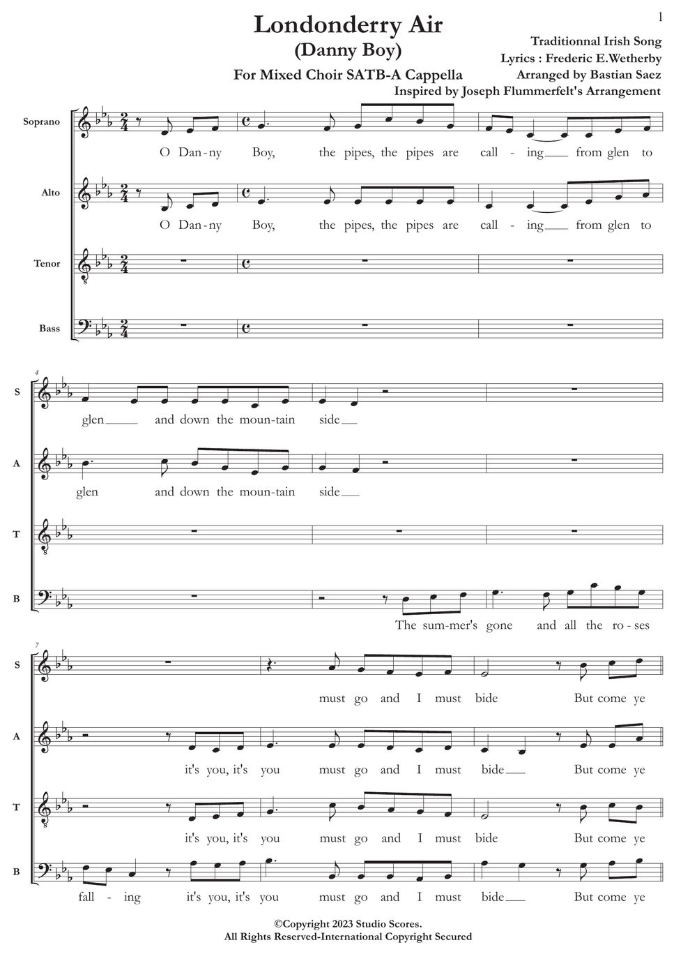 Traditional Irish Song - Londonderry Air (Danny Boy)-Choir SATB (A ...