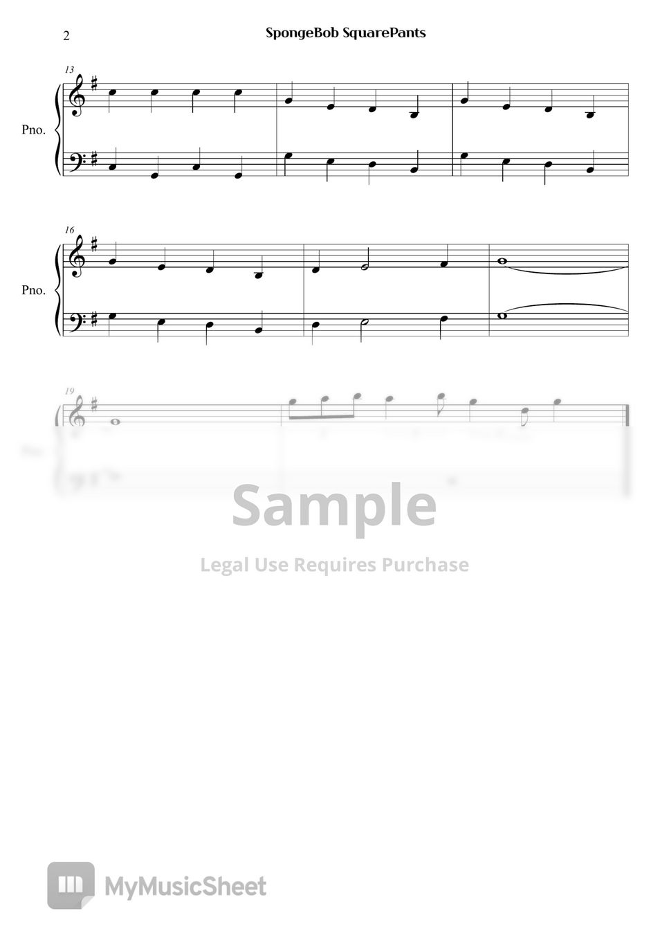 SpongeBob Squarepants Theme Song Sheet music for Violin (Solo