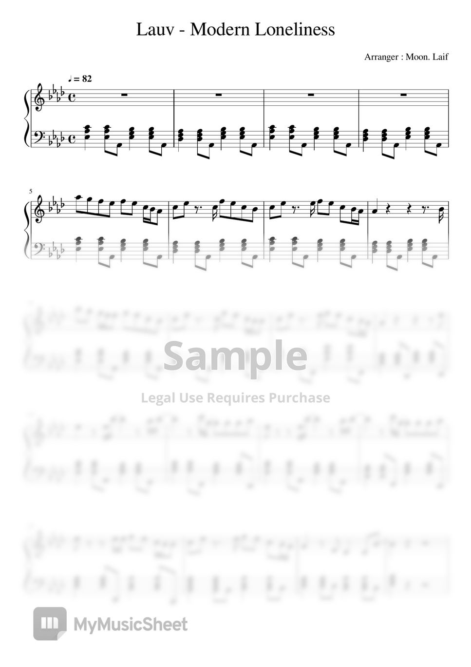 Lauv Morden Loliness 악보 by Moon. Laif